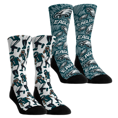 Jalen Hurts Philadelphia Eagles Rock Em Youth 2-Pack Griddy Crew Socks Set