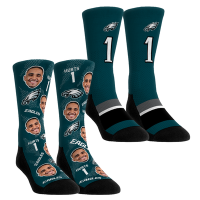 Jalen Hurts Philadelphia Eagles Rock Em Youth Player Football Guy Two-Pack Crew Sock Set