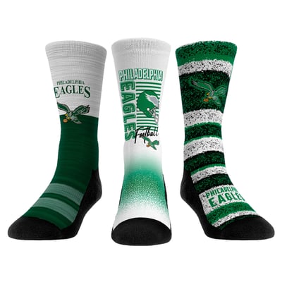  Philadelphia Eagles Rock Em Youth Throwback Three-Pack Crew Sock Set - 