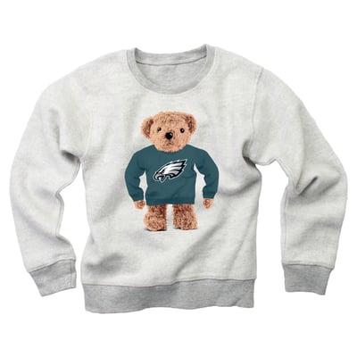 Philadelphia Eagles Wes & Willy Youth Reverse Fleece Teddy Bear Sweatshirt - Gray