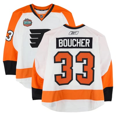 Brian Boucher Philadelphia Flyers Fanatics Authentic Practice-Used #33 White Jersey vs. Boston Bruins on January 1, 2010 