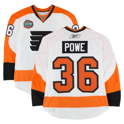 Darroll Powe Philadelphia Flyers Fanatics Authentic Practice-Used #36 White Jersey vs. Boston Bruins on January 1, 2010 