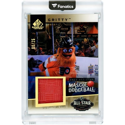 Gritty Philadelphia Flyers 2022-23 Upper Deck SP Game Used 2022 All Star Mascot Dodgeball Event Used Ball Relic #DB-21 #9/25 Card
