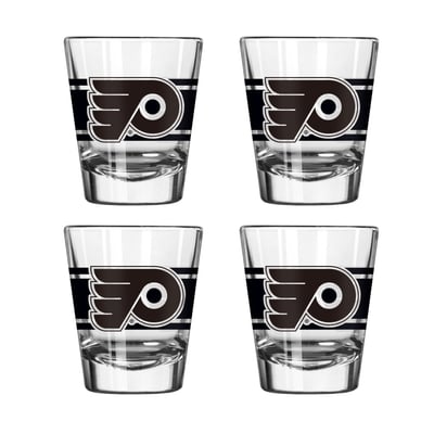 Philadelphia Flyers Logo Brands Four-Piece Stripe Shot Glass Set