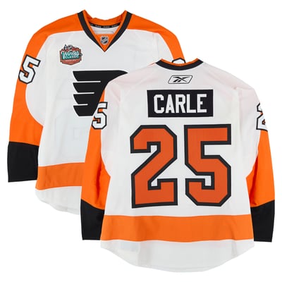 Matt Carle Philadelphia Flyers Fanatics Authentic Practice-Used #25 White Jersey vs. Boston Bruins on January 1, 2010 