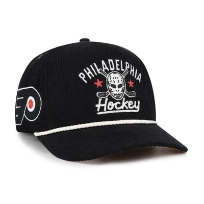 Philadelphia Flyers '47 Hockey Mask Corduroy Rope Hitch Adjustable Hat - Black