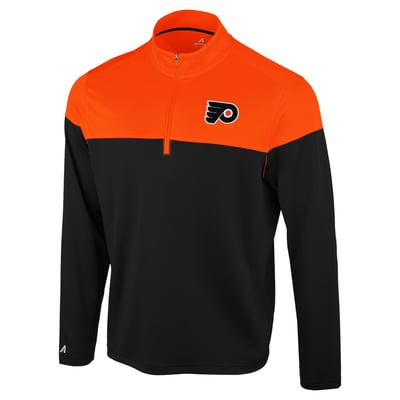 Philadelphia Flyers Antigua Hinder Quarter-Zip Pullover - Black/Orange