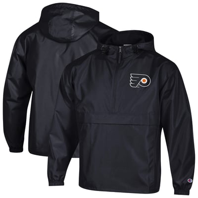  Philadelphia Flyers Champion Packable Windbreaker Half-Zip Jacket - Black