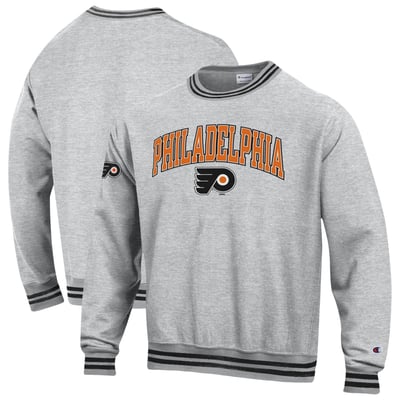  Philadelphia Flyers Champion Reverse Weave Yarn Dye Sweatshirt - Heather Gray/Black