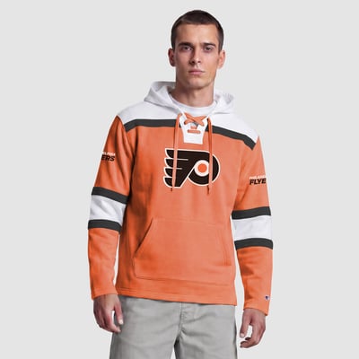  Philadelphia Flyers Champion Lacer Fleece Hockey Hoodie - Orange