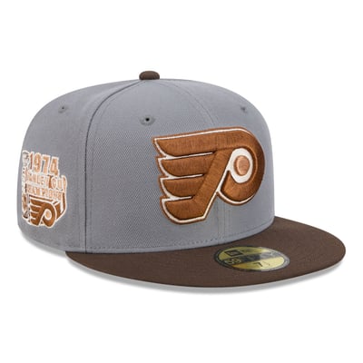 Philadelphia Flyers New Era Wood Tones 59FIFTY Fitted Hat - Charcoal/Brown