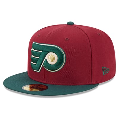 Philadelphia Flyers New Era Evergreen 59FIFTY Fitted Hat - Crimson/Dark Green