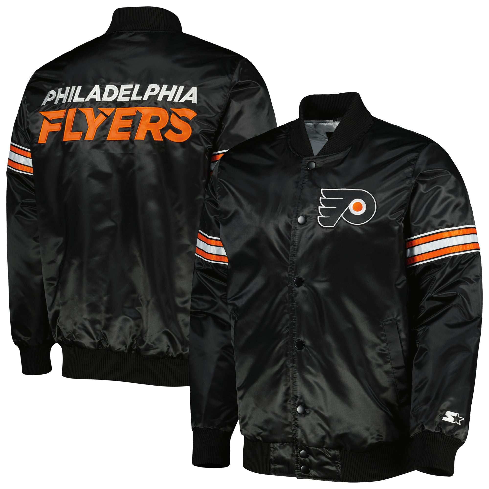 Men's Philadelphia Flyers Starter Black Pick & Roll Satin Full