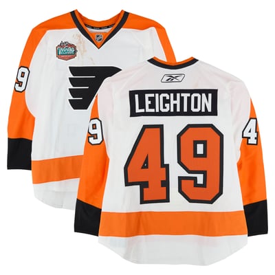 Michael Leighton Philadelphia Flyers Fanatics Authentic Practice-Used #49 White Jersey vs. Boston Bruins on January 1, 2010 