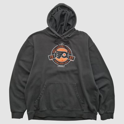 Philadelphia Flyers Reebok 2000s Hooded Pullover Sweatshirt - Charcoal - S by Fanatics Real Vintage