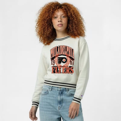  Philadelphia Flyers Champion Women's Bold Laurels Reverse Weave Yarn Sweatshirt - Cream