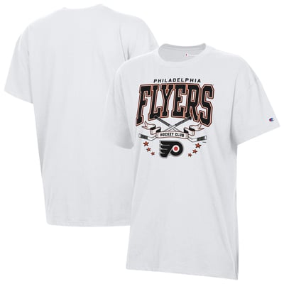Philadelphia Flyers Champion Women's  Crossing Sticks Oversized T-Shirt - White