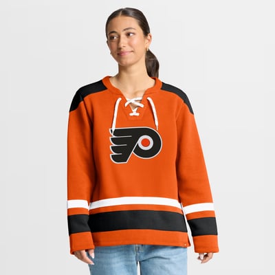  Philadelphia Flyers Fanatics Women's Icing Long Sleeve Lace Up Sweatshirt - Orange