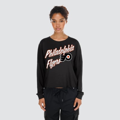  Philadelphia Flyers New Era Women's Oversized Boxy Long Sleeve T-Shirt - Black