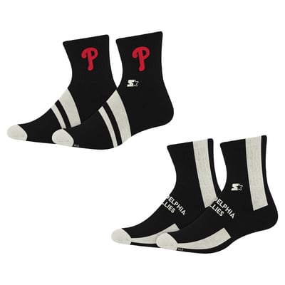Philadelphia Phillies Starter  Summit Stripe 2-Pair Pack Quarter Socks - Black
