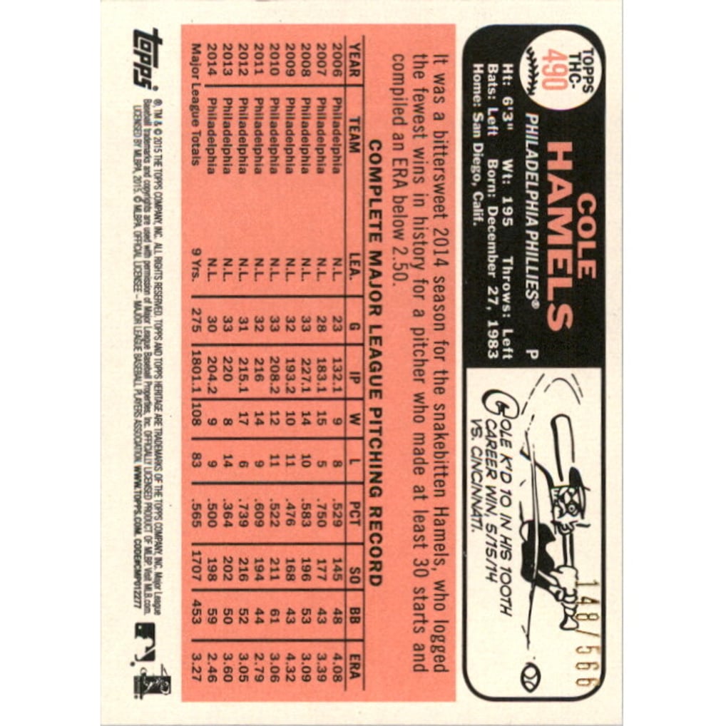 2015 Topps Heritage Chrome Refractors #THC490 Cole Hamels