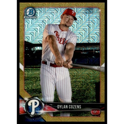 2018 Bowman Chrome Mega Box Prospects Gold Refractors #BCP63 Dylan Cozens