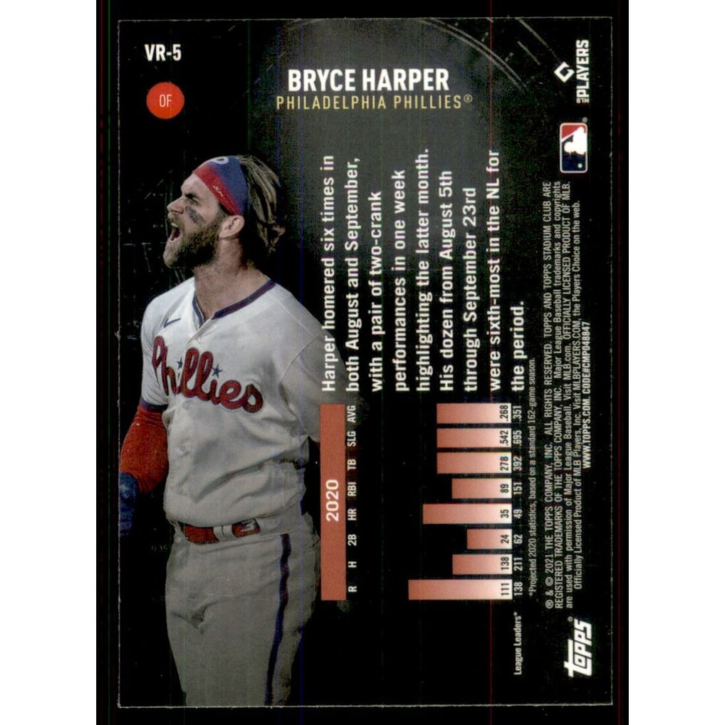 2021 Stadium Club Chrome Virtual Reality Wave Refractors #VR5 Bryce Harper