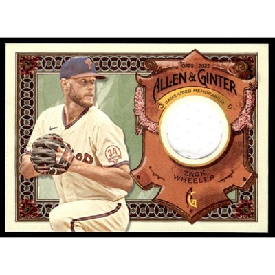 2022 Topps Allen and Ginter Relics #AGRAZW Zack Wheeler