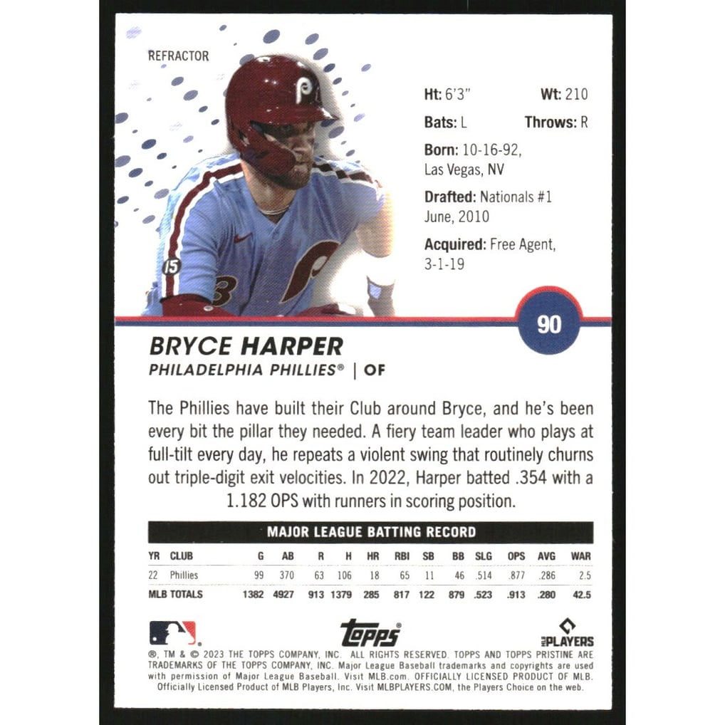 2023 Topps Pristine Refractors #90 Bryce Harper