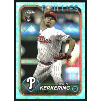 2024 Topps Chrome Logofractor Aqua Refractors #180 Orion Kerkering