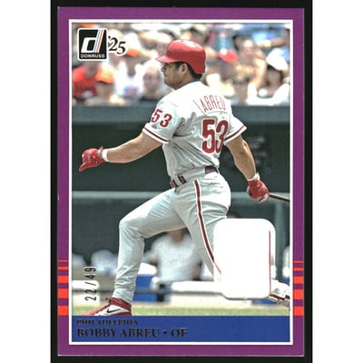 2025 Donruss Retro '85 Materials Purple #14 Bobby Abreu