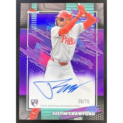 2026 Topps Finest Finest Purple #FA-JC Justin Crawford RC Auto /75