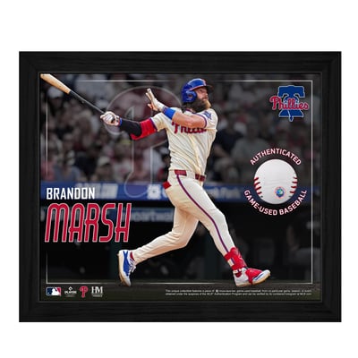 Brandon Marsh Philadelphia Phillies 9" x 11" Framed Photograph with Game-Used Ball Swatch