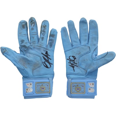 Bryce Harper Philadelphia Phillies Autographed Fanatics Authentic Game-Used Blue Under Armour Batting Gloves from the 2026 MLB Season