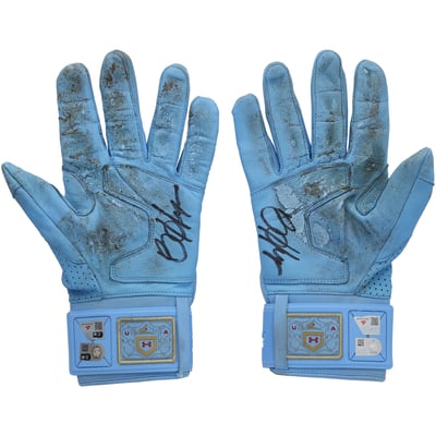 Bryce Harper Philadelphia Phillies Autographed Fanatics Authentic Game-Used Blue Under Armour Batting Gloves from the 2026 MLB Season