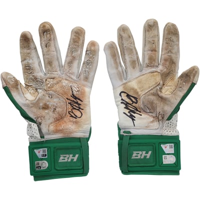 Bryce Harper Philadelphia Phillies Autographed Fanatics Authentic Game-Used Green and White Under Armour Batting Gloves from the 2026 MLB Season