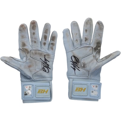 Bryce Harper Philadelphia Phillies Autographed Fanatics Authentic Game-Used Light Blue Under Armour Batting Gloves from the 2026 MLB Season