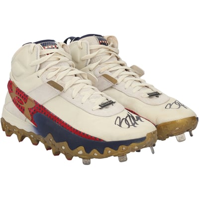 Bryce Harper Philadelphia Phillies Autographed Fanatics Authentic Game-Used Tan Under Armour Cleats from the 2026 MLB Season