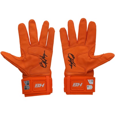 Bryce Harper Philadelphia Phillies Autographed Fanatics Authentic Player-Issued Orange Under Armour Batting Gloves from the 2026 MLB Season
