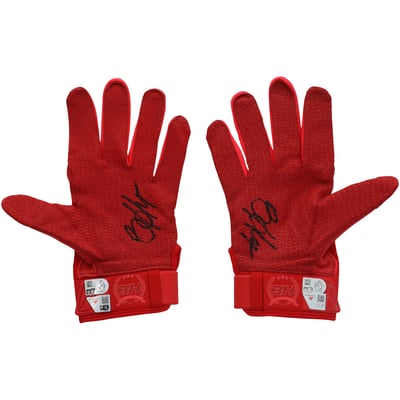 Bryce Harper Philadelphia Phillies Autographed Fanatics Authentic Player-Issued Red Under Armour Batting Gloves from the 2026 MLB Season