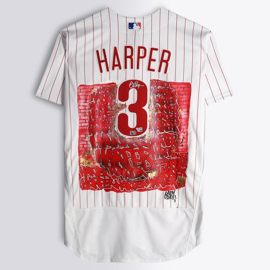 Bryce Harper Philadelphia Phillies Autographed Fanatics Authentic White Nike Authentic Jersey - Art by Lady Jday - Limited Edition #1/1 - NF70445028