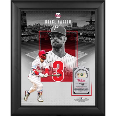 Bryce Harper Philadelphia Phillies Fanatics Authentic Framed 11" x 14" Showcase Collage with a Piece of Game-Used Ball - Limited Edition of 250
