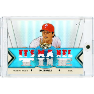 Cole Hamels Philadelphia Phillies 2012 Topps Triple Threads Jumbo Game Used Tri-Color Jersey Relic #TTR-66 #2/3 Card