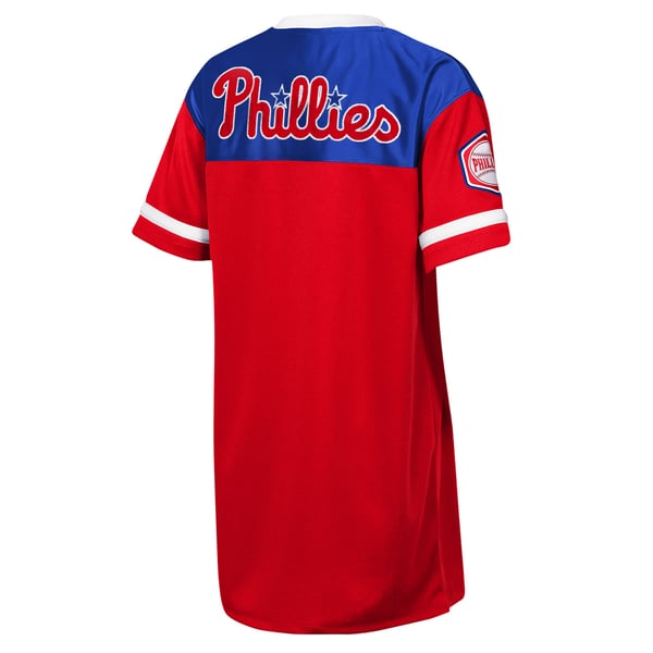 phillies jersey dress Girls Youth Outerstuff Red Philadelphia Big League Cheer V-Neck T-Shirt Size: Small Baseball