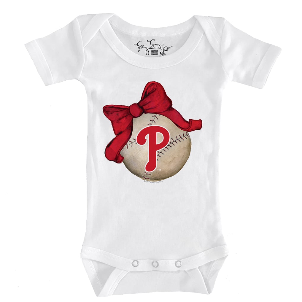 Philadelphia Phillies Tiny Turnip Infant Baseball Bow Bodysuit - White