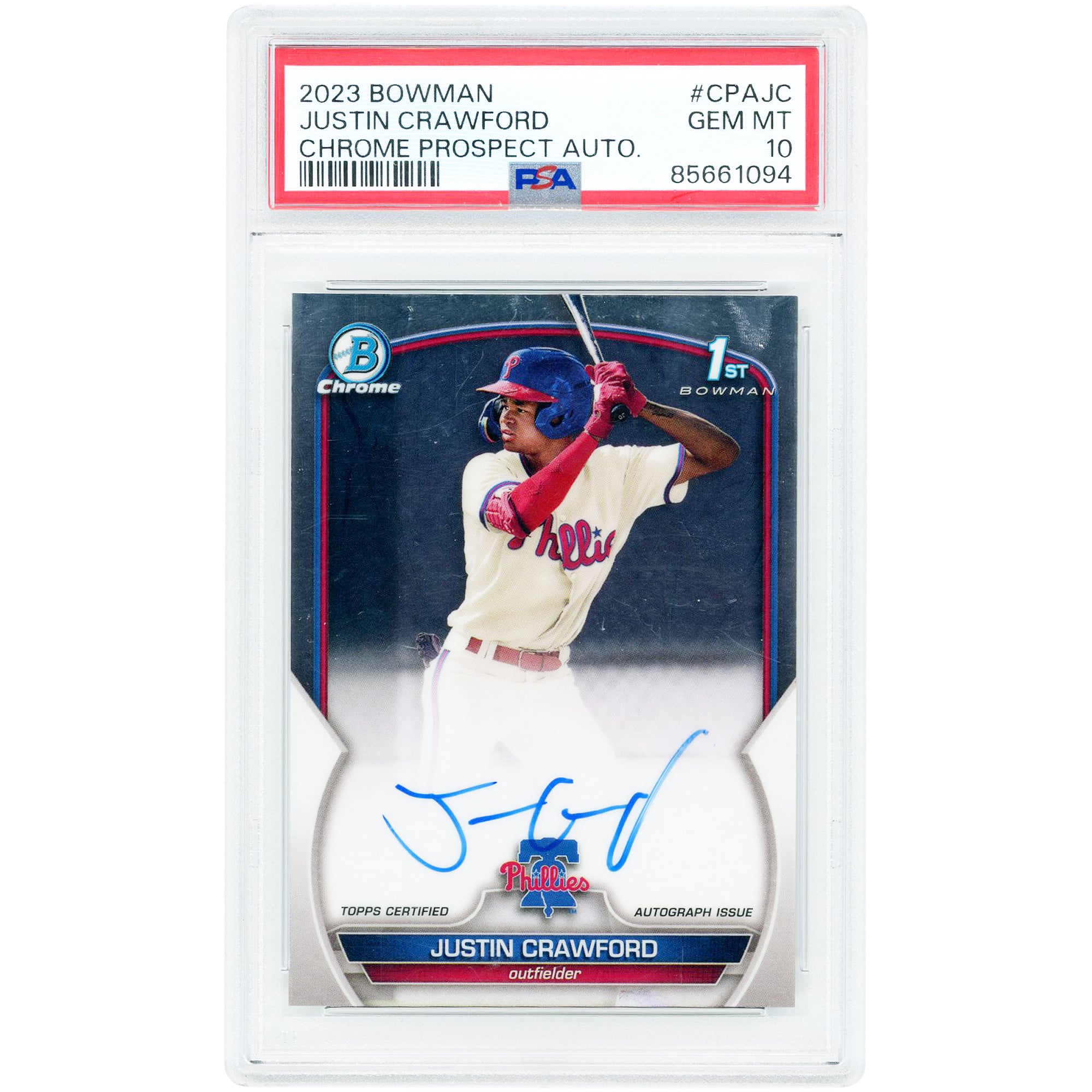 Justin Crawford Philadelphia Phillies Autographed 2023 Bowman 