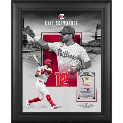 Kyle Schwarber Philadelphia Phillies Fanatics Authentic Framed 11" x 14" Showcase Collage with a Piece of Game-Used Ball - Limited Edition of 250