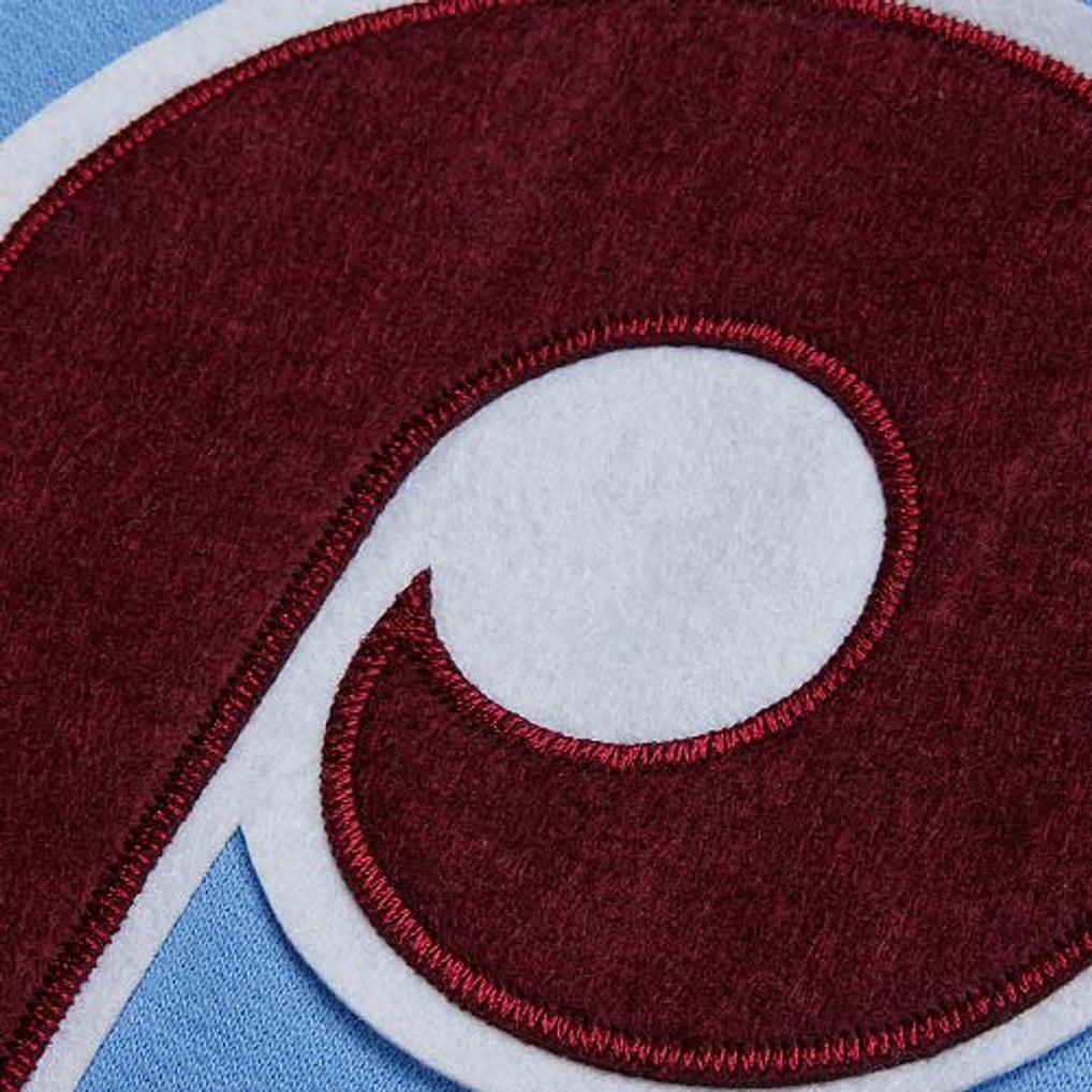 Maillot Philadelphia Phillies Majestic Cooperstown Taille XL - Cousu, Occasion, Bleu Et Bordeaux