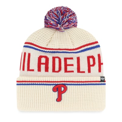 Philadelphia Phillies '47 Quattrle Cuffed Knit Hat with Pom - Natural
