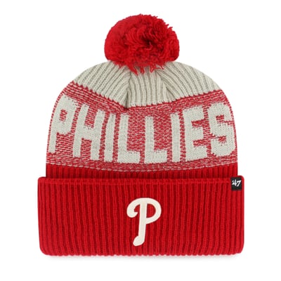 Philadelphia Phillies '47 Bone Chill Cuffed Knit Hat with Pom - Red
